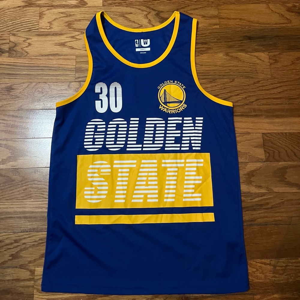 NWOT NBA Golden State Warriors Blue and Yellow Basketball Curry 30 Jersey